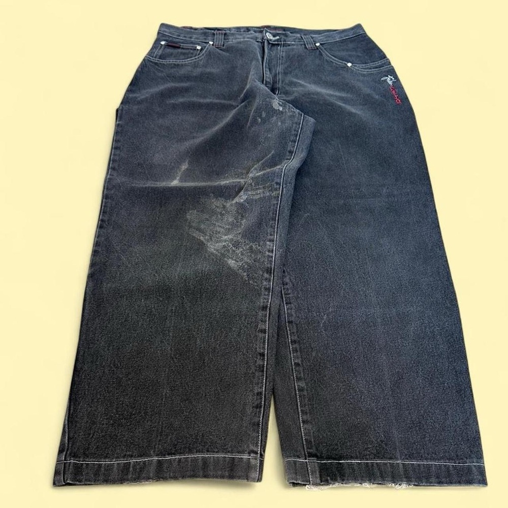 Vintage FUBU Black Baggy Jeans Size 38 Hip Hop Streetwear Faded